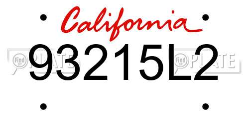 93215L2 California License Plate