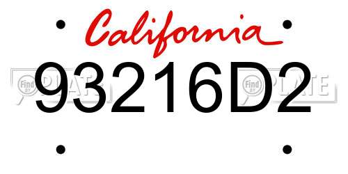 93216D2 California License Plate