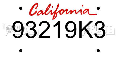 93219K3 California License Plate
