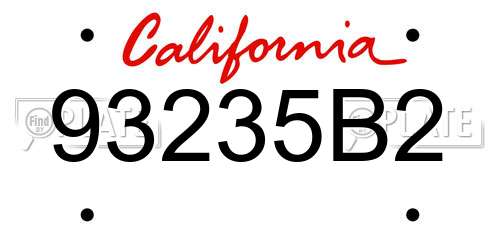 93235B2 California License Plate