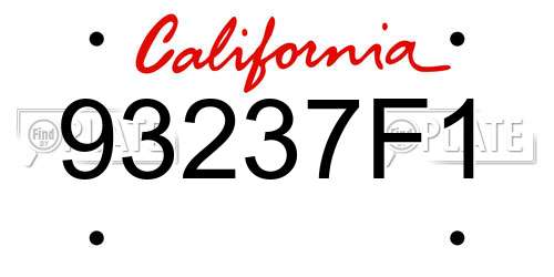 93237F1 California License Plate
