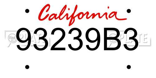 93239B3 California License Plate