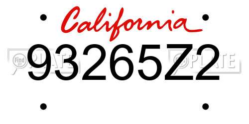 93265Z2 California License Plate