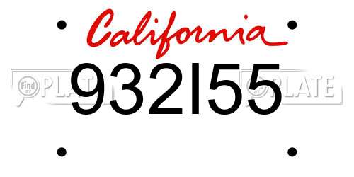 932I55 California License Plate