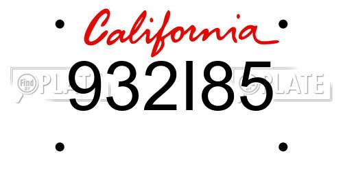 932I85 California License Plate