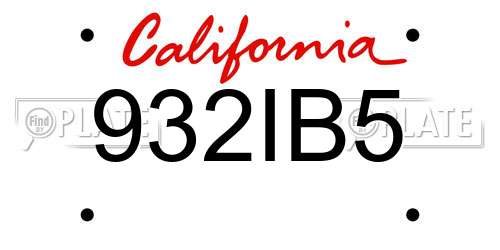 932IB5 California License Plate