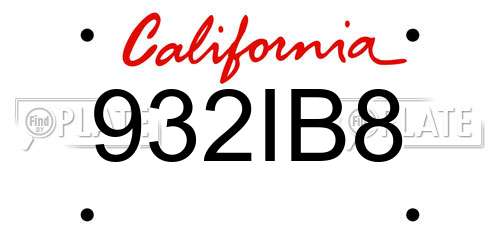 932IB8 California License Plate