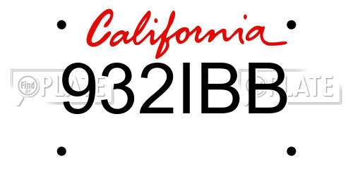 932IBB California License Plate