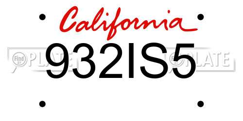 932IS5 California License Plate