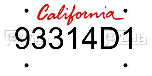 93314D1 California License Plate