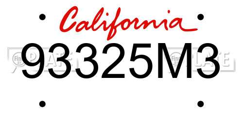 93325M3 California License Plate