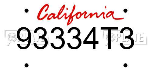 93334T3 California License Plate