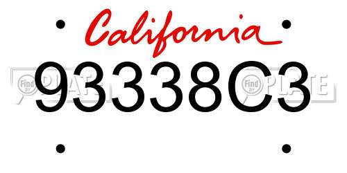 93338C3 California License Plate