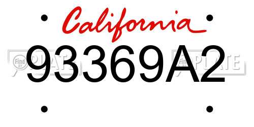 93369A2 California License Plate