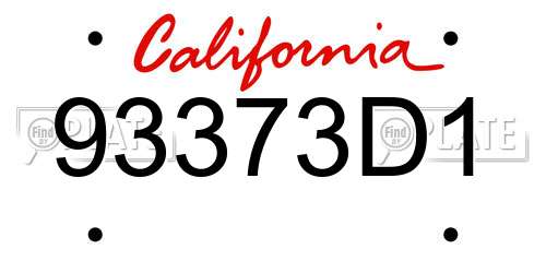 93373D1 California License Plate