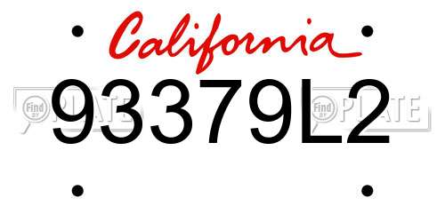 93379L2 California License Plate