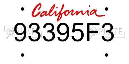 93395F3 California License Plate