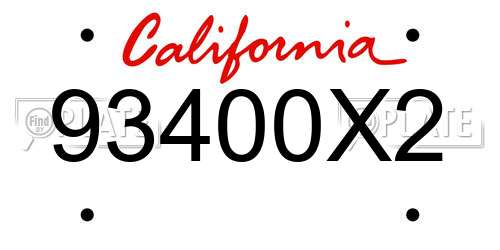 93400X2 California License Plate