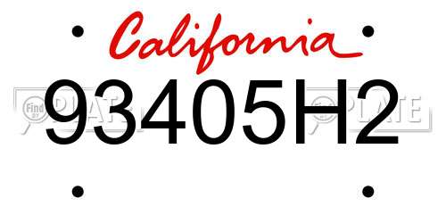 93405H2 California License Plate