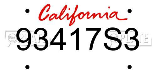 93417S3 California License Plate