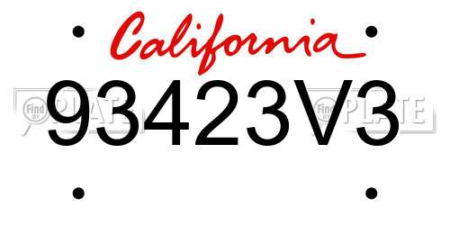 93423V3 California License Plate