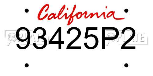 93425P2 California License Plate