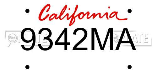 9342MA California License Plate