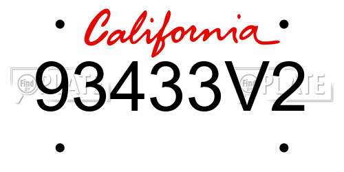93433V2 California License Plate