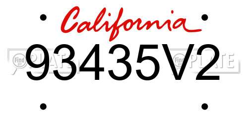 93435V2 California License Plate