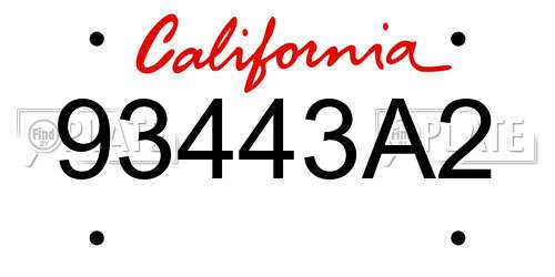 93443A2 California License Plate