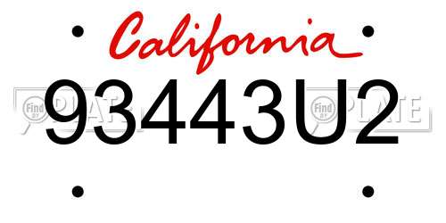 93443U2 California License Plate