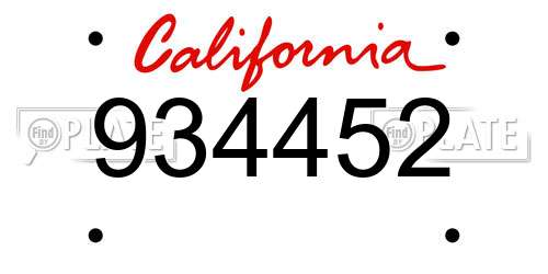934452 California License Plate