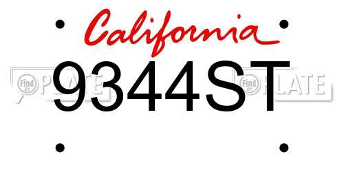 9344ST California License Plate