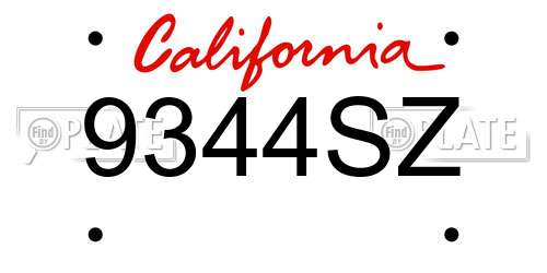 9344SZ California License Plate