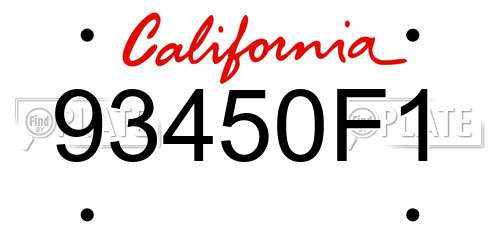 93450F1 California License Plate