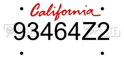 93464Z2 California License Plate