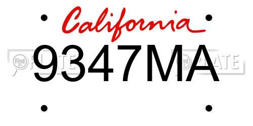 9347MA California License Plate