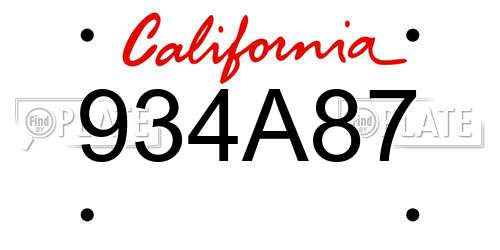 934A87 California License Plate