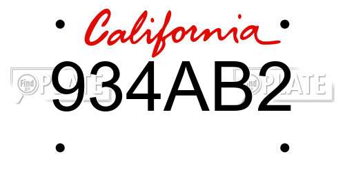 934AB2 California License Plate