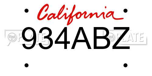 934ABZ California License Plate