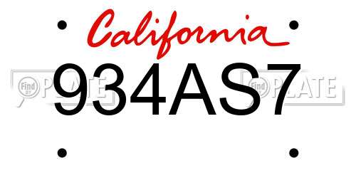 934AS7 California License Plate
