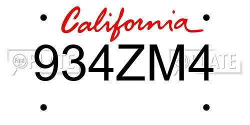 934ZM4 California License Plate