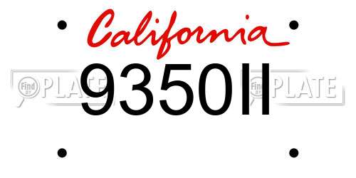 9350II California License Plate