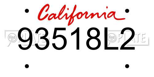 93518L2 California License Plate
