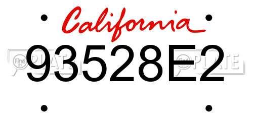 93528E2 California License Plate