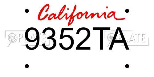 9352TA California License Plate