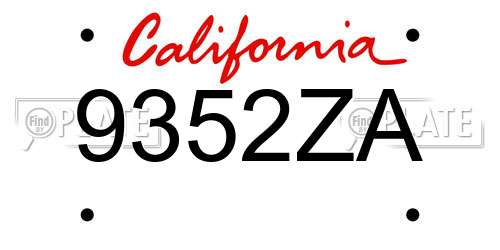 9352ZA California License Plate