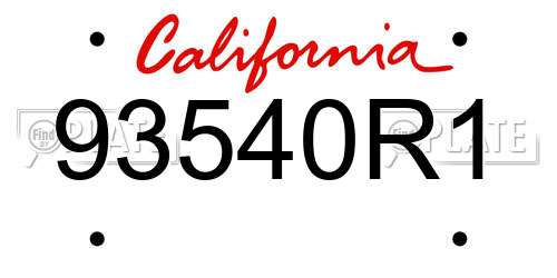 93540R1 California License Plate