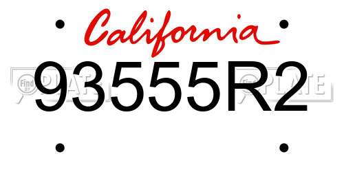 93555R2 California License Plate