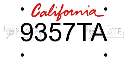 9357TA California License Plate